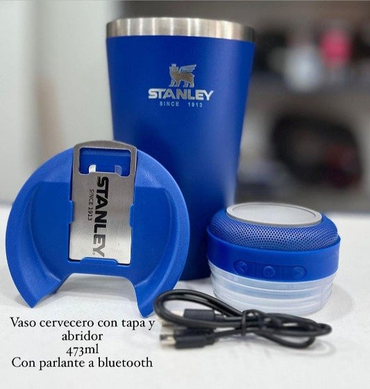 VASO TERMICO  CON TAPA ABRIDOR Y  MUSICA A BLUETOOH