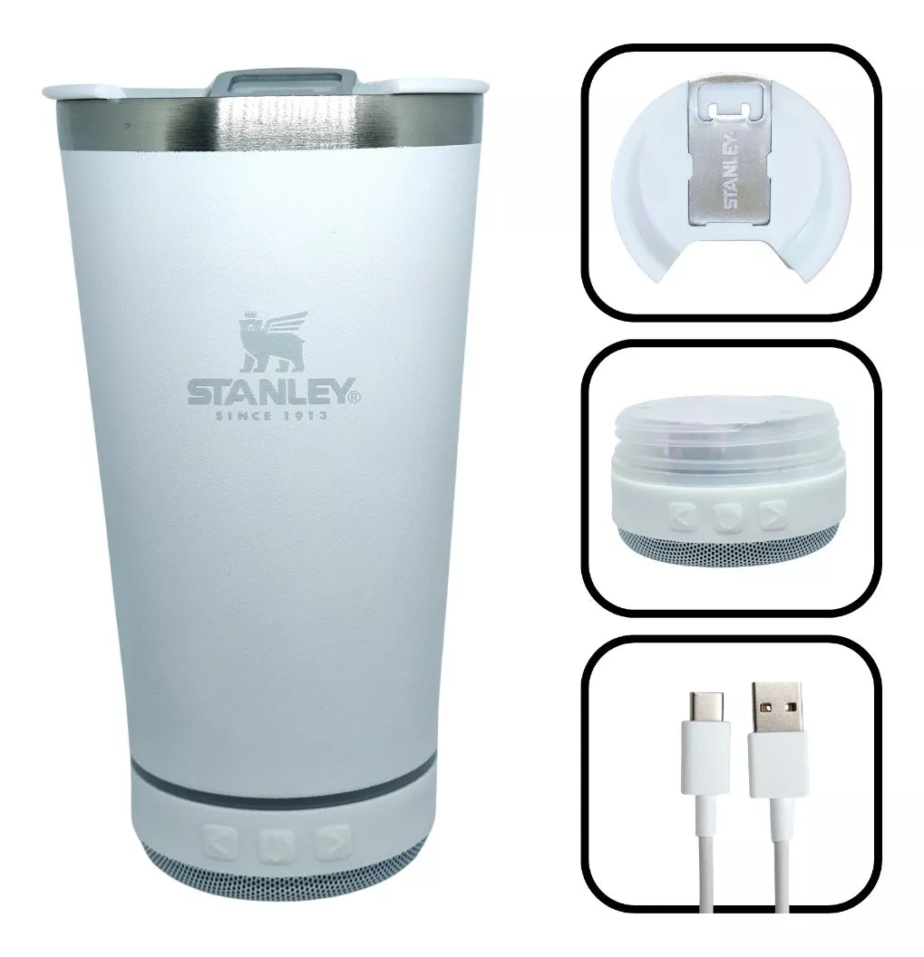 VASO TERMICO  CON TAPA ABRIDOR Y  MUSICA A BLUETOOH